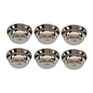 Leroyal Stainless Steel Designer Bowl 100 Ml Capacity - Pack Of 6