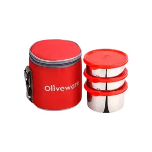Oliveware Lovely Stylo Lunch Box 3 Stainless Steel Container
