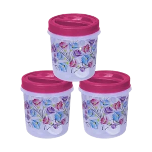 Princeware Twister Packing Container With Spoon (Set Of 3) - 715 Ml Each (Printed)