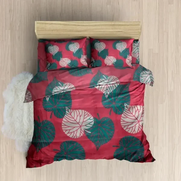 160 Thread Count Double 3D Printed Pink Bedsheet With 2 Pillow Covers (220 X 215 Cm)