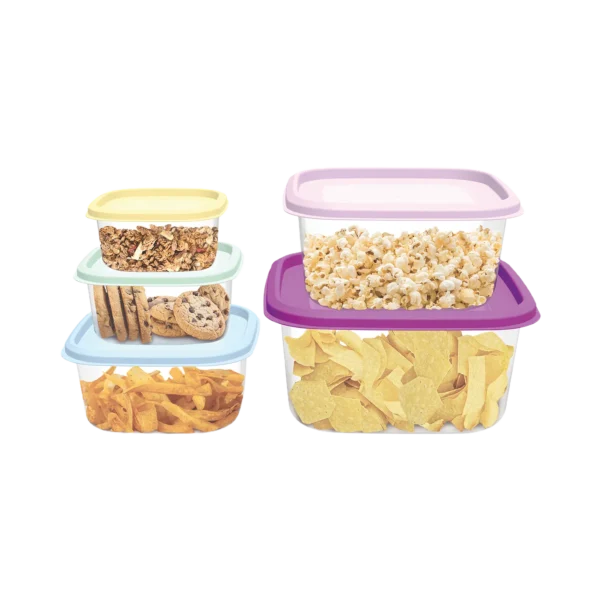 All Time Plastic Prism Square Container Set - 6.6 Ltr (5 Piece Set)