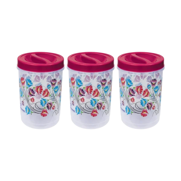 Princeware Twister Packing Container With Spoon 1.23 Ltr Each (Assorted Color) - Pack Of 3