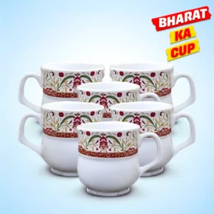 Somny Ceramic Coffee Mug (140 Ml) (brown Printed) - Pack Of 6