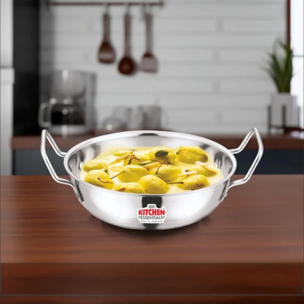 Kitchen Essentials Stainless Steel Flat Bottom Kadai 1.1 Ltr - 1 Unit