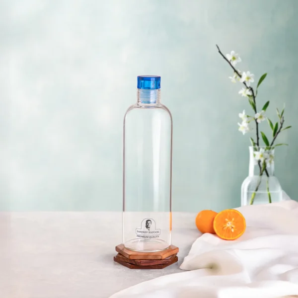 Sk Verona Borosilicate Round Bottle (750 Ml) With Lid Blue (With Gift Box) - 1 Unit