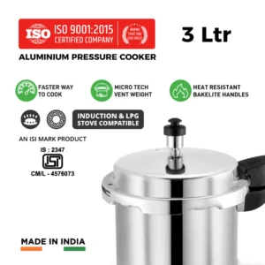 Leoron Aluminium Cooker Outer Lid 3 L Induction Bottom Pressure Cooker (Aluminium) - 1 Unit