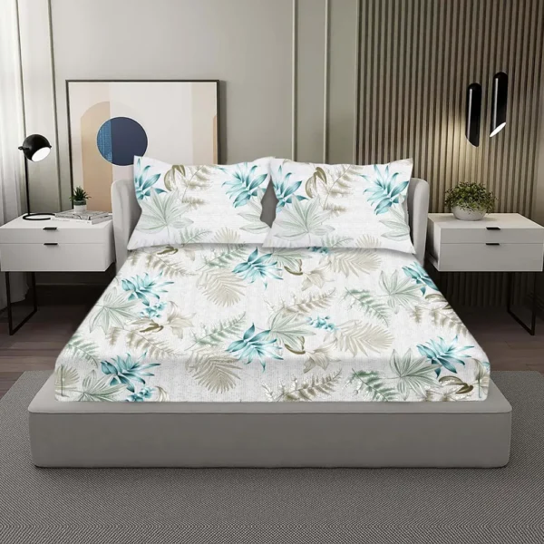 Micro Bedsheet King Size (Off White Printed) - 1 Unit