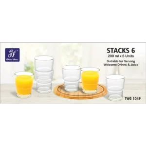 Ggi Stack Glass - 200 Ml Each (Pack Of 6)