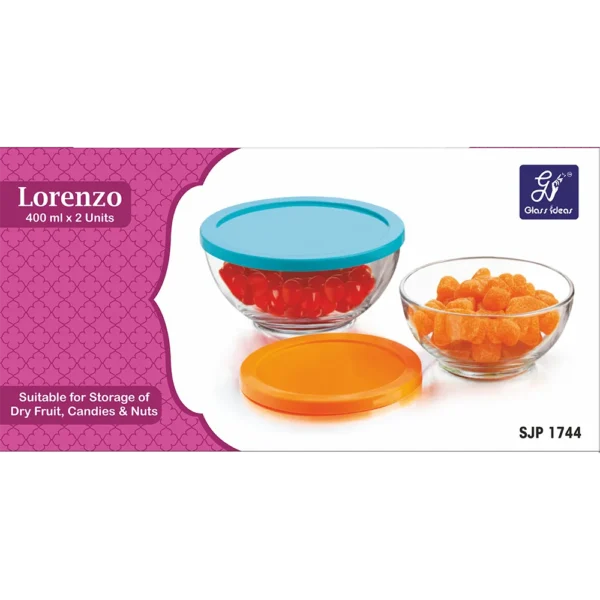 Ggi Lorenzo Bowl 5 Inch With Lid - 400 Ml Each (Pack Of 2)