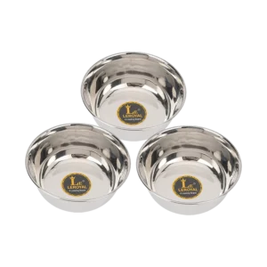 Leroyal Stainless Steel Vegetable Bowl Food Grade With Round Bidding - Pack Of 3