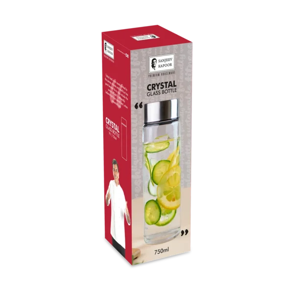 Sk Crystal Glass Bottle (750 Ml) With Steel Wide Lid (With Gift Box) - 1 Unit