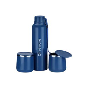 Oliveware Bright Steel Insulated Bottle & Cup - 690 Ml + 230 Ml