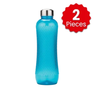 Oliveware New Honey Comb Water Bottle With Stainless Steel Cap Blue Color (1 Ltr) x 2