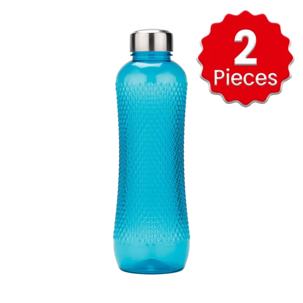 Oliveware New Honey Comb Water Bottle With Stainless Steel Cap Blue Color (1 Ltr) x 2