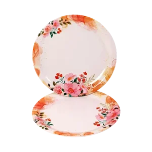 Essenware Melamine Dinner Plate 11 Inch Red Floral (Pack of 2)