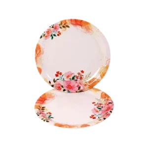 Essenware Melamine Quarter Plate 8 Inch Red Floral (Pack of 2)