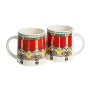 Somny Alive Milk Mug Carpet Red Printed (350 Ml) - Pack Of 2