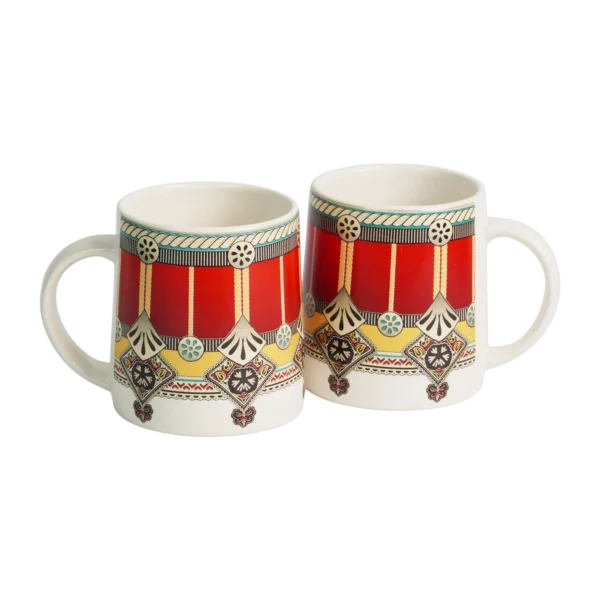 Somny Alive Milk Mug Carpet Red Printed (350 Ml) - Pack Of 2
