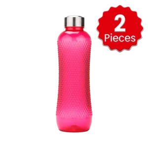 Oliveware New Honey Comb Water Bottle With Stainless Steel Cap Pink Color (1 Ltr) x 2