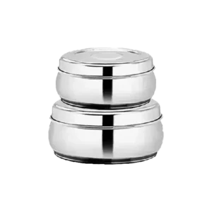 BMT Stainless Steel Belly Shaped Puri Dabbi (Set Of 2)- 400 + 200 Ml